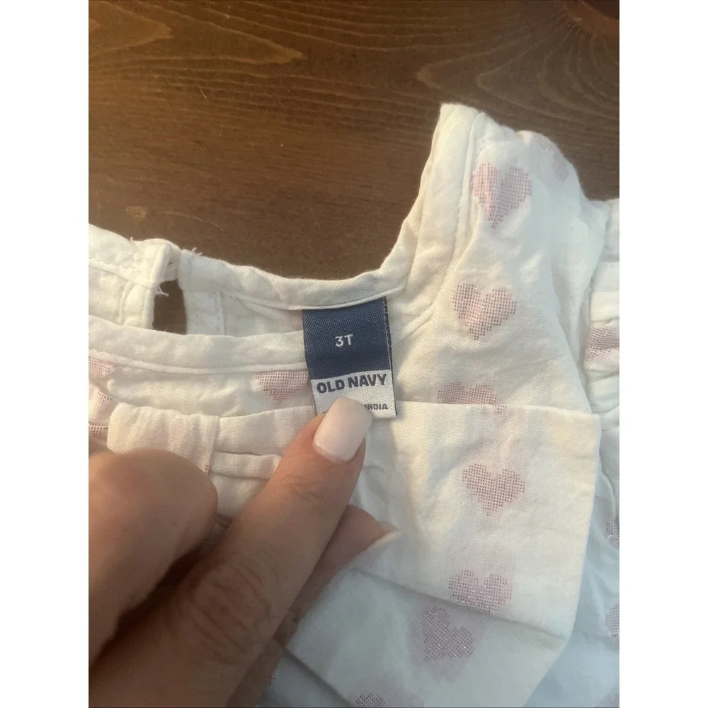 Old Navy‎ Girls Top Heart Print - Puff Sleeve Shirt - 3T